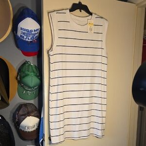 A New Day White Sleeveless Striped Dress